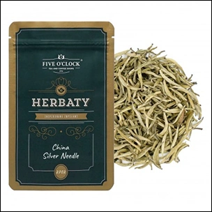 Biała herbata China Silver Needle w liściach w torebce premium Five O’Clock Herbaty